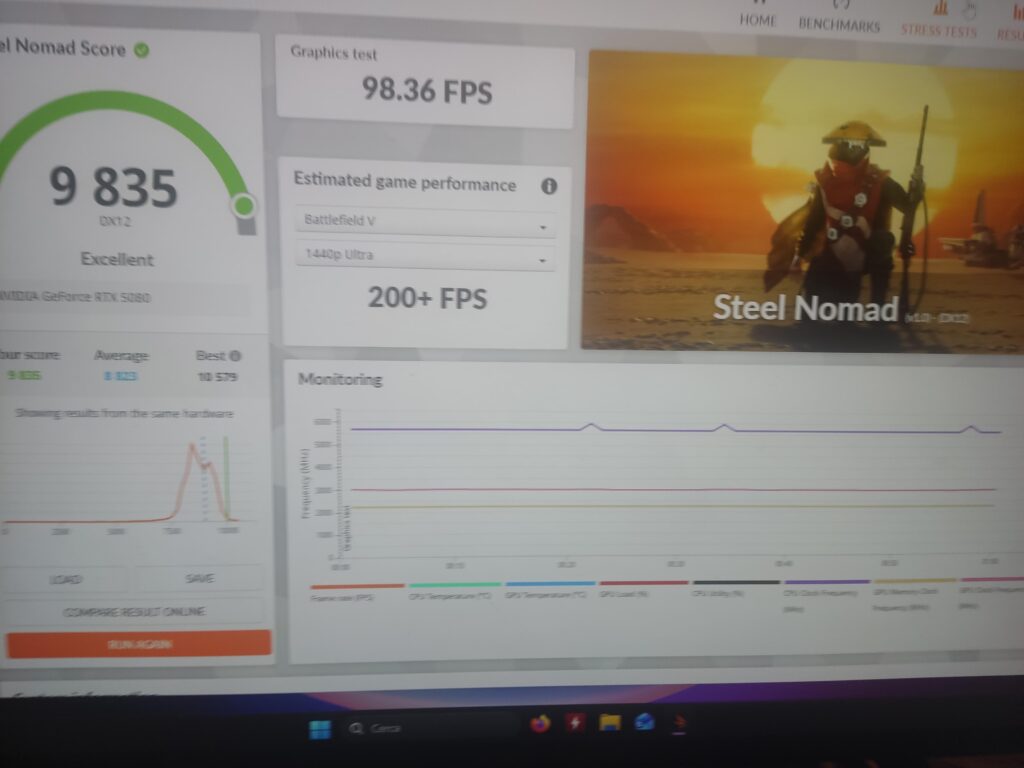 This is my run for today. Not bad but not the best. 9835 points in 3mark steel nomad with my rtx  5080 and i-9-14900kf with a little help from Gpu Tweak.