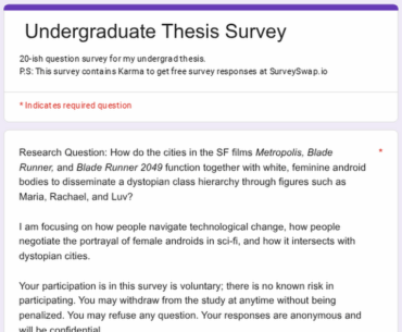 Survey For Undergrad Thesis on Female Androids (+18, questions about technology, less than 10 mins completion time)