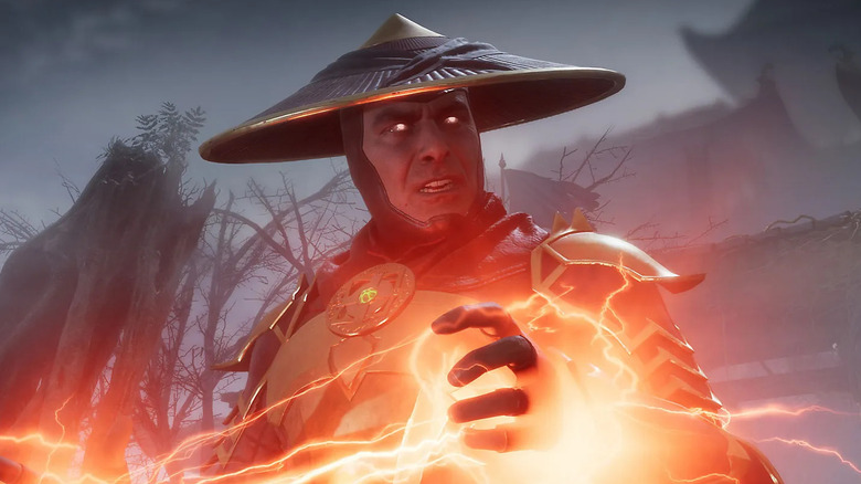 Raiden channels electricity between his hands in 