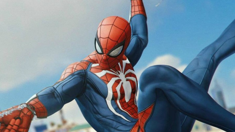 Spider-Man swinging through New York City in "Marvel's Spider-Man" (2018)