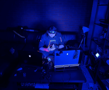 A living room can be a good backdrop...