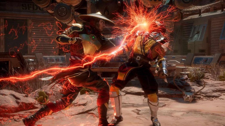 Raiden electrocutes Scorpion in 
