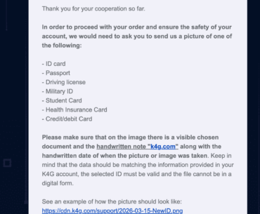 Tried to buy a game on K4G, got this email instead