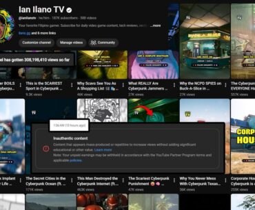 I've spent three years building a 300M+ channel dedicated to high-quality Cyberpunk lore. YouTube FLAGGED and DEACTIVATED it.