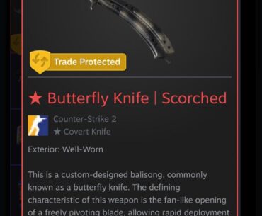 Butterfly knife scorched