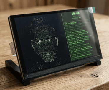 Built a matrix-style AI face that lives on my desk. It watches me through a camera and talks.