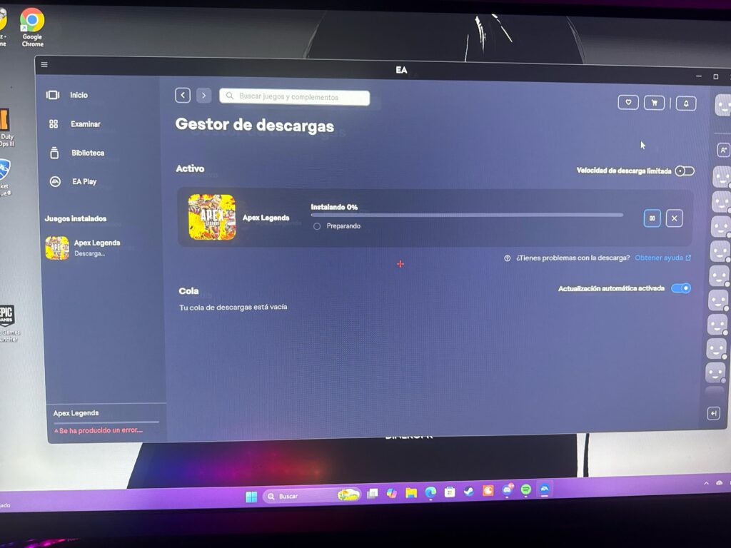Alguien sabe como solucionar este problema no puedo descargar el Apex nose porque si hace dos días lo había jugado lo más normal