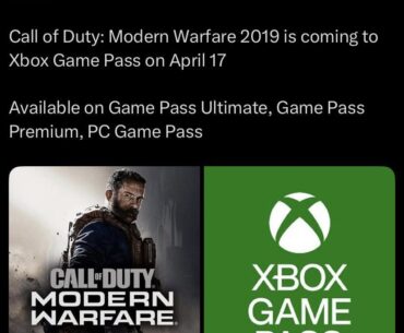 Mw19 is coming to game pass on April 17