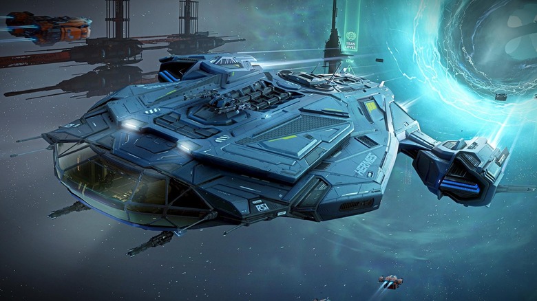 Hermes ship flying through space in 