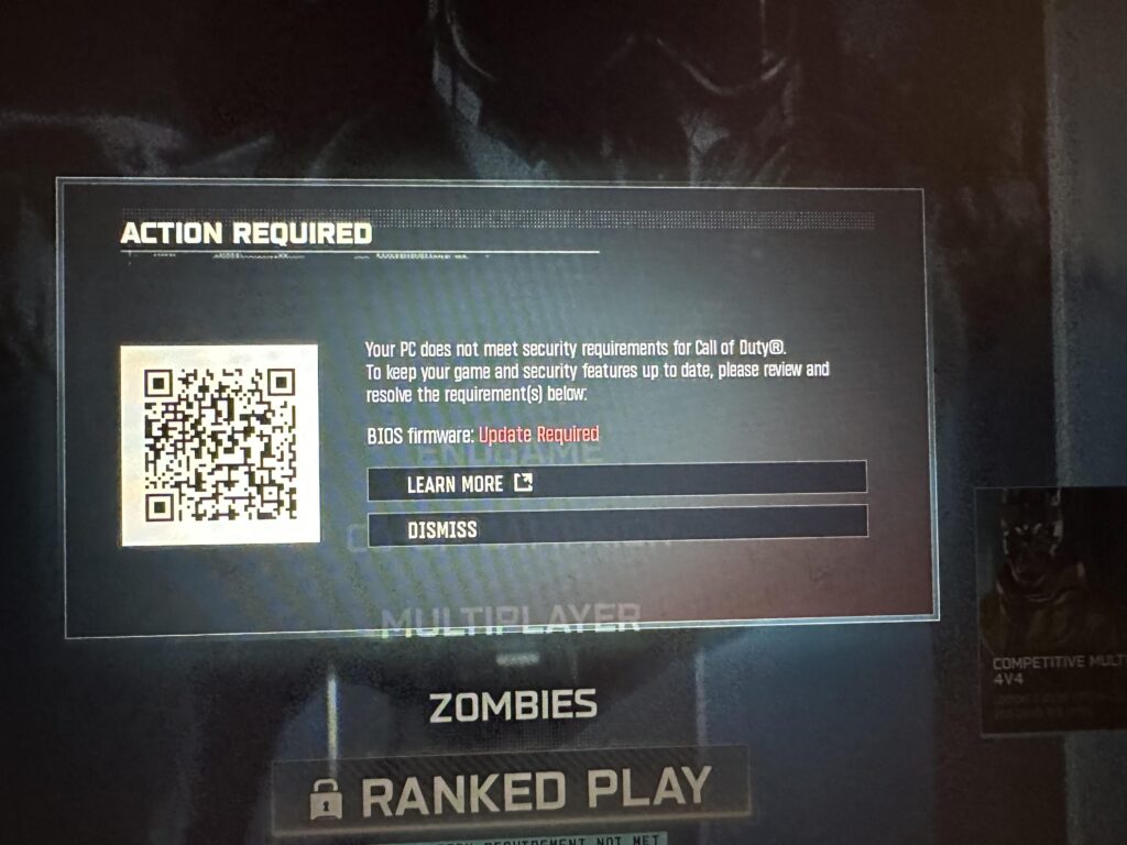 BIOS firmware: Update Required" Loop - Gigabyte Gaming A16 3VH [Help needed] cannot play ranked play call of duty