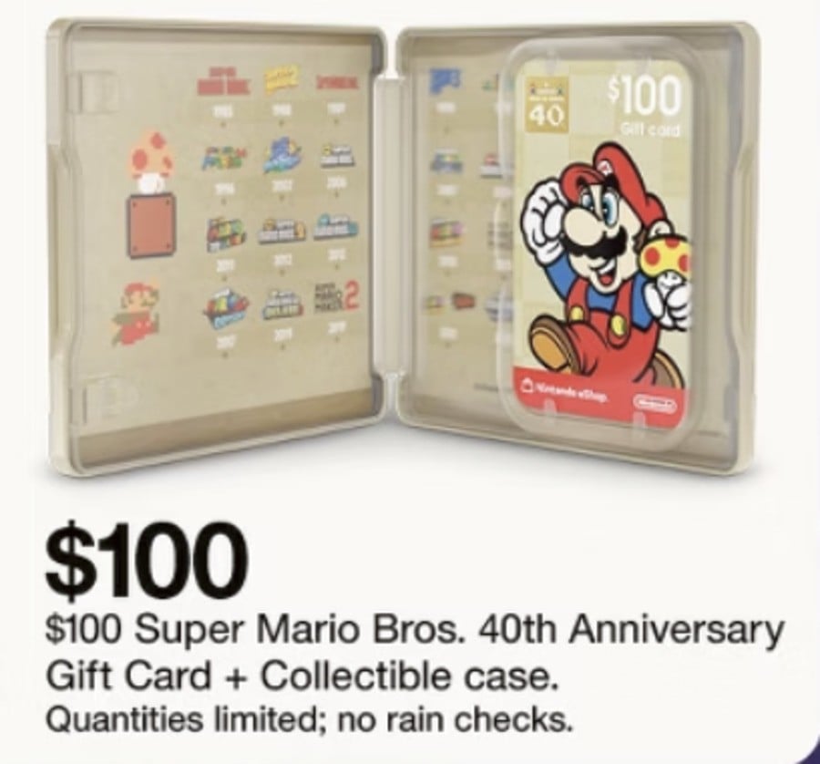 $100 Super Mario Bros. 40th Anniversary Gift Card + Collectible Case