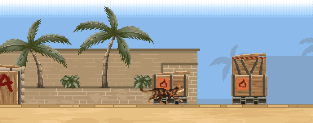 Made this pixel art animation of a cat walking through Mirage