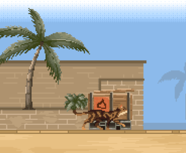 Made this pixel art animation of a cat walking through Mirage