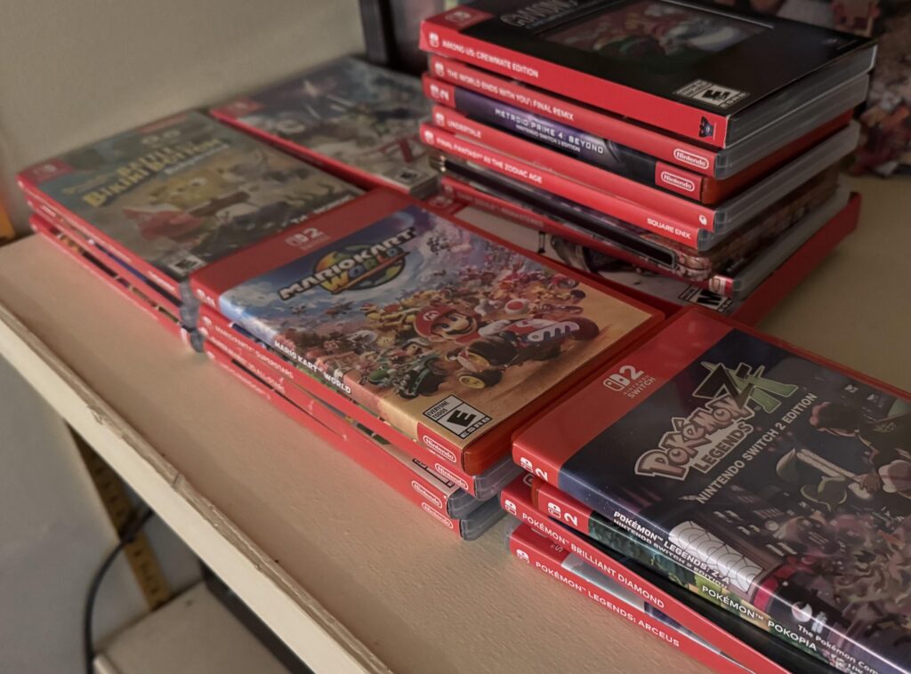 My son categorized our games today. Apparently the tall pile is a single category called “murder games”