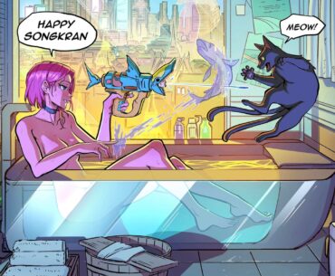 [OC] Songkran at Home with Nyx and Steven. By Me