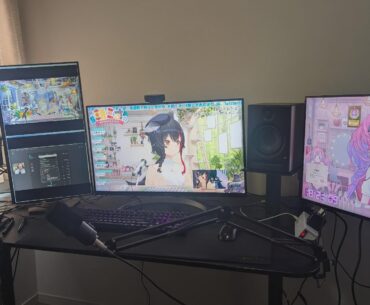 Office setup, just got a new monitor, cable management needs a bit of work