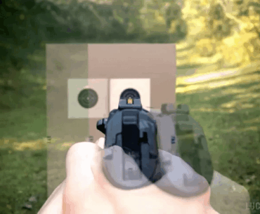[COD] the recommended way of aiming a gun is with both eyes open. it creates a double vision because you are staring at it with two eyes,
