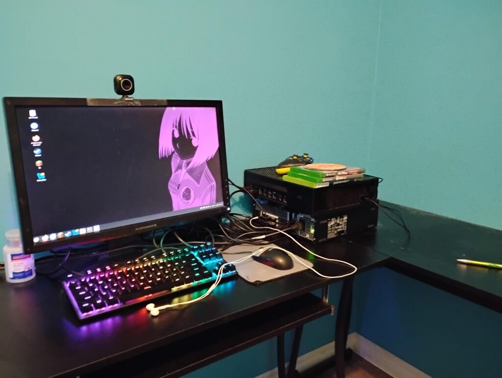 it's the "my actual PC died so this is my setup" setup