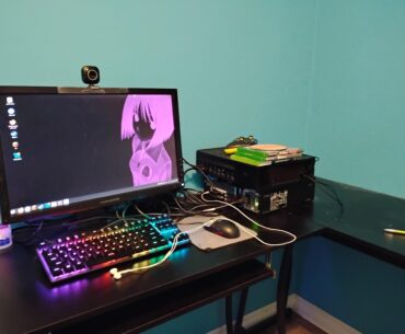 it's the "my actual PC died so this is my setup" setup