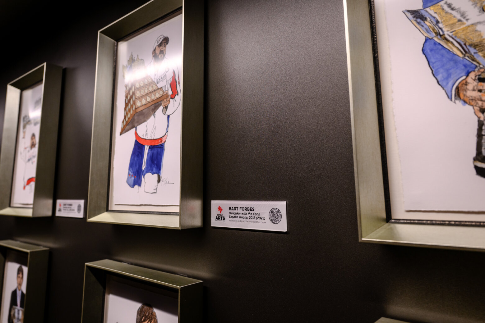 Artwork showcases major moments for the Washington Capitals, including Alex Ovechkin holding the Conn Smythe Trophy