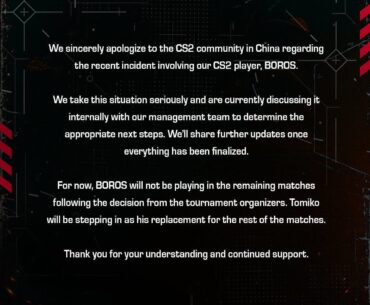 Statement from Alter Ego regarding Boros