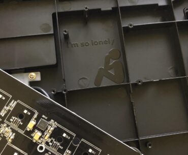 Found this easter egg when i was disassembling my keyboard. Poor fella