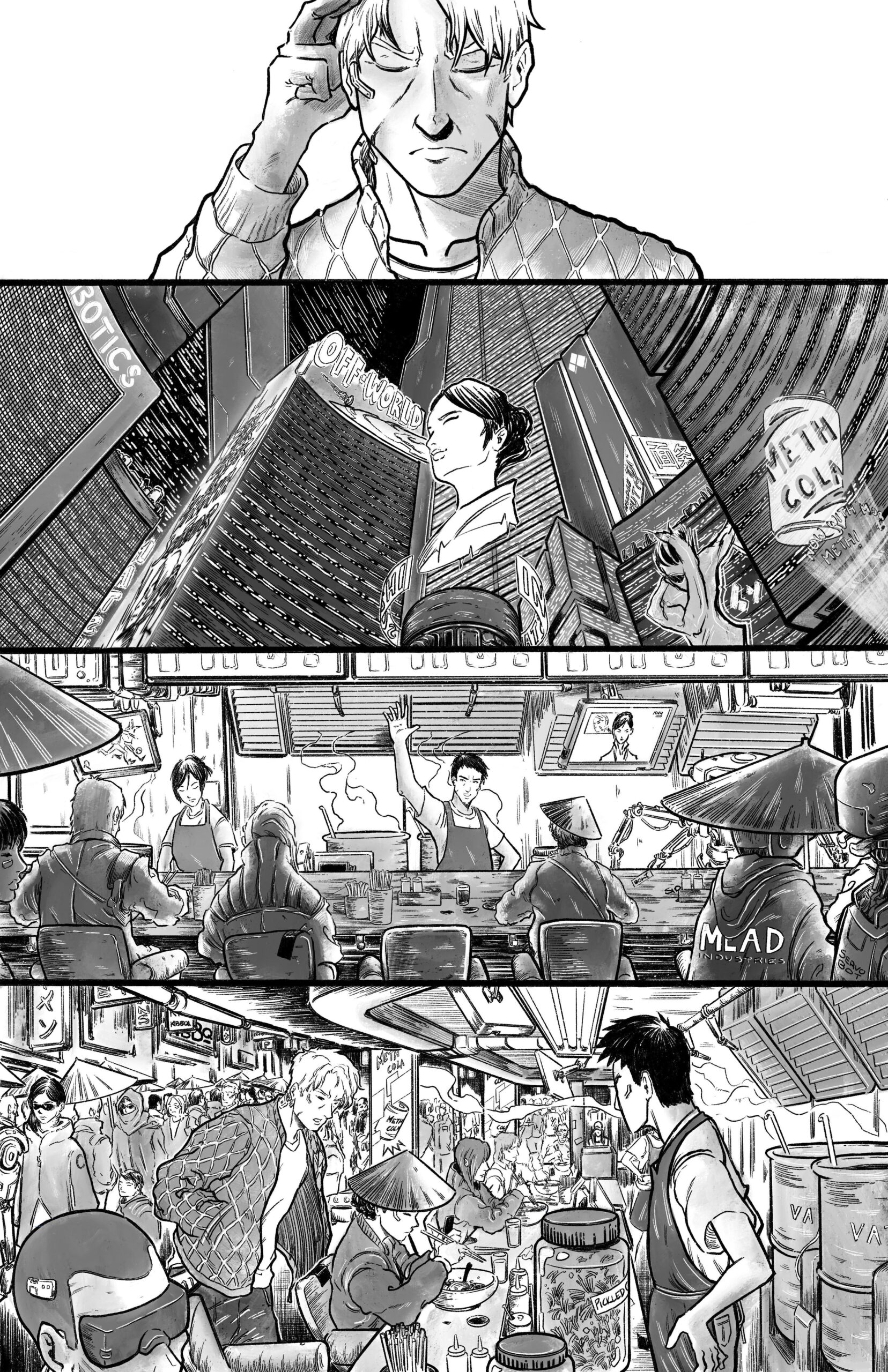 A cyberpunk slice of life comic A cyberpunk slice of life comic