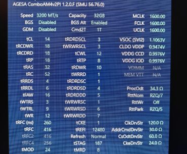 DDR4 3200 OC - spent a long time getting GDM off, those are the only CAD bus resistances which are stable. 4x8GB Hynix C die