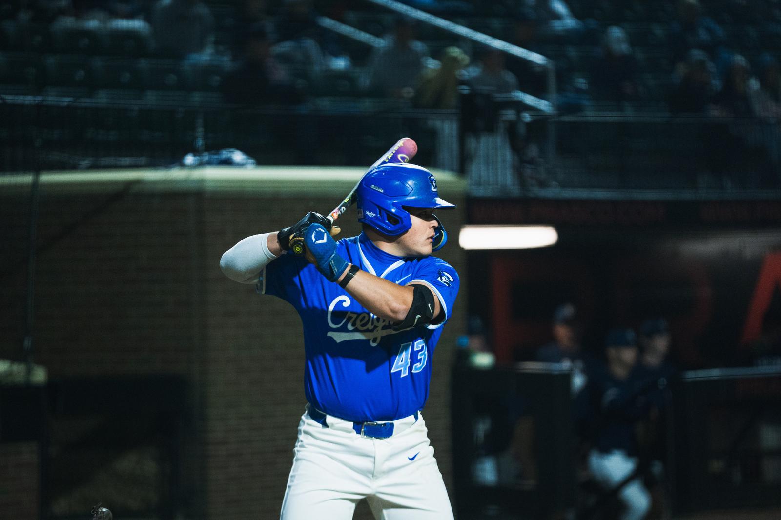 Baseball Outlasts UConn, 7-4, in Elimination Game Creighton Logo