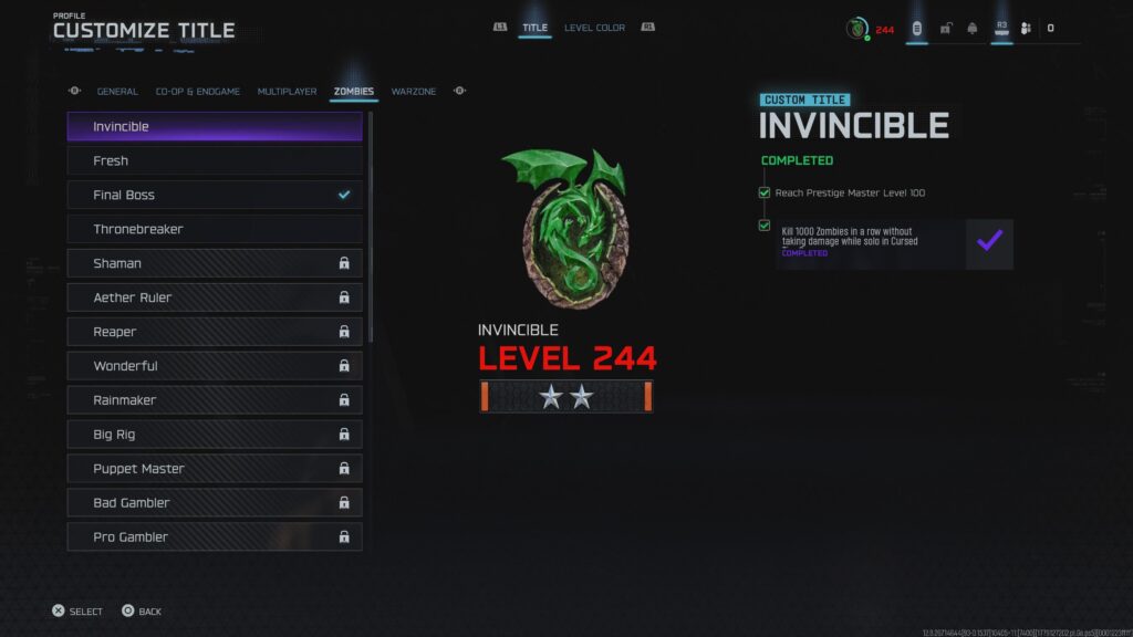 ‘Invincible’ – prestige master title ‘Invincible’ - prestige master title