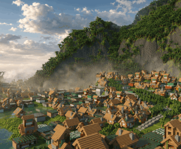 A tropical mountain village I made in Minecraft