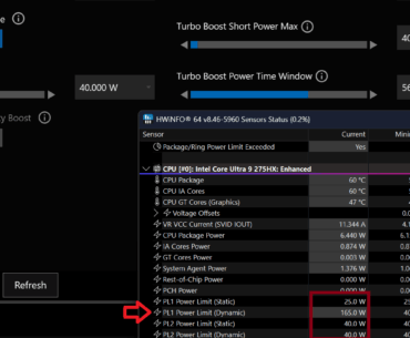 Help for Intel XTU PL1 Value