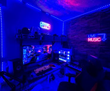My gaming set up, for those of you who like neon- style ambience