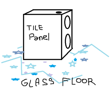 We've all seen it a million times, but has anybody tried making a tile panel to put on a glass floor? I didn't want to use AI to simulate it so I just used paint.