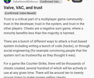 That time Gabe Newell talked about VAC on reddit