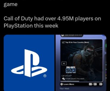[COD] Almost 5 million players were playing last week on Playstation as per an UI update. Take this info as you will