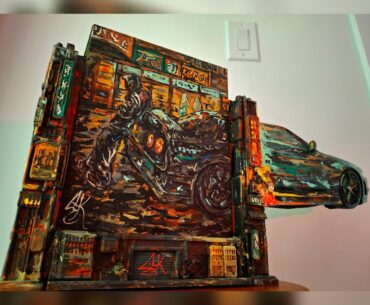 I put together this mixed-media cyberpunk art piece with a Japanese street aesthetic 🔥✨️