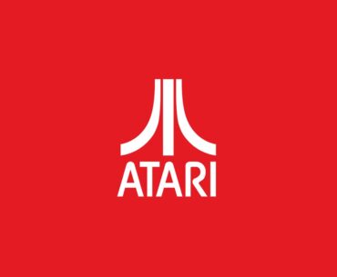 The Atari logo, centered in the middle of a red background