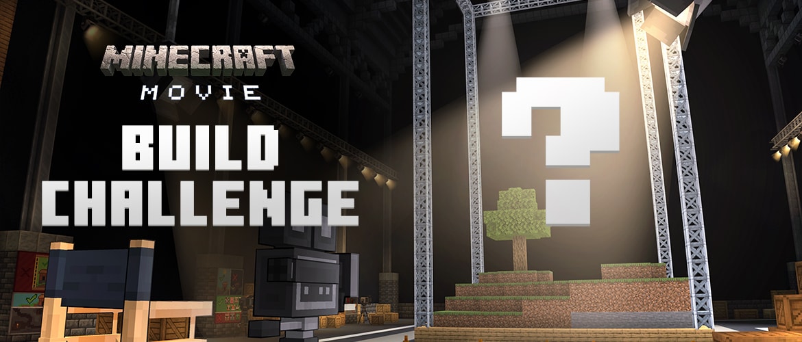 Minecraft Movie Build Challenge | Minecraft A screenshot of a movie set built in Minecraft. The text overlay says 'Minecraft Movie Build Challenge'