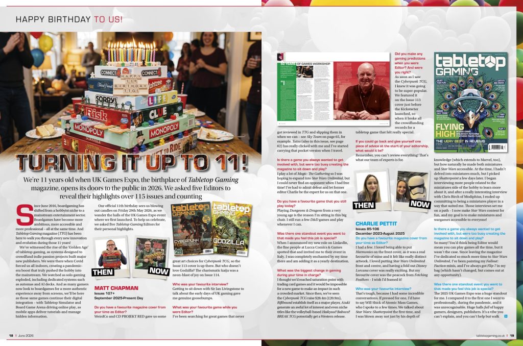 11th anniversary feature for Tabletop Gaming magazine, interviewing 5 editors