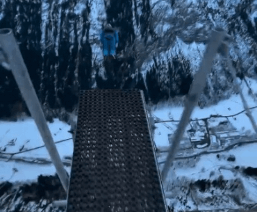 Man gliding in the air over the Abyss