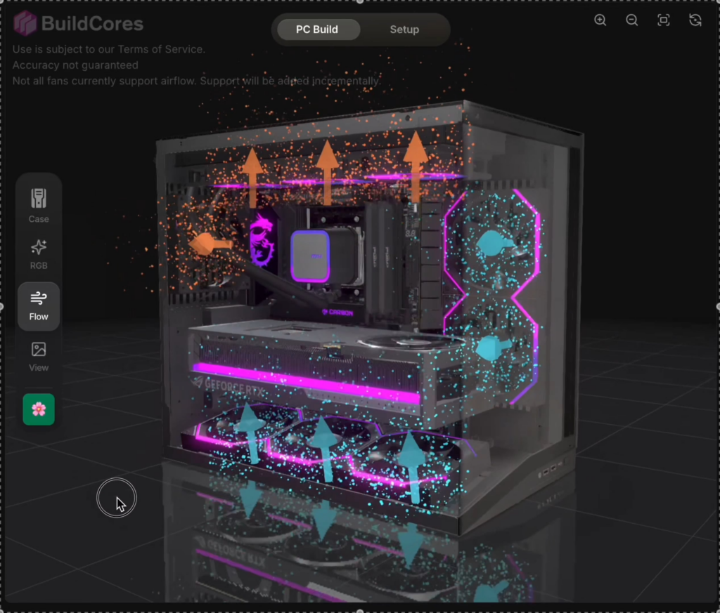 My 3D PC building site now allows you to visualize airflow on over 3,000 3D parts