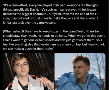 Twistzz post-match interview remarks on frozen's status in FaZe, wants him to stay