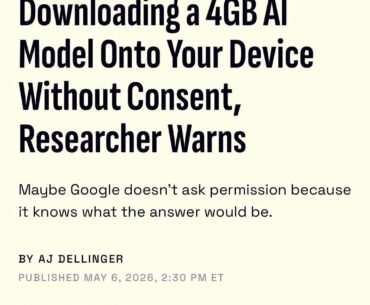 Google Chrome just force downloaded 4GB AI model on every PC no permission, no opt in, no warning. Delete it? You can’t it re downloads like malware. This isn’t a feature, it’s an invasion. Microsoft Edge runs on same Chromium, expect the same shady payload creeping onto your device next.