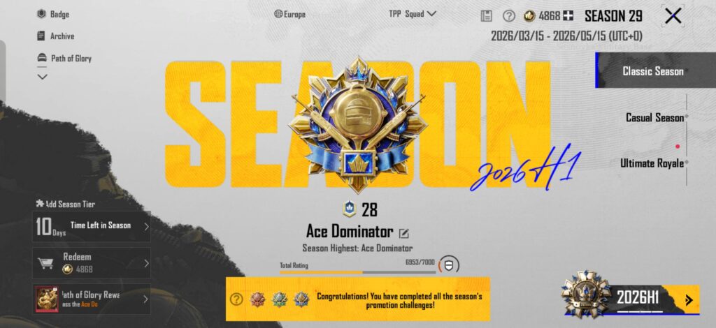 Hi, I need GOOD teammates to play with to reach the 7100 points profile icon. I just need 1 good teammate, but the more the better. Im s2 conqueror, not extremely good but trying my best (didn't played for 7 years). 120fps. EUROPE TPP SQUAD ID: 535566434 🤗. Help me on these last steps!