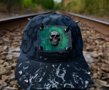 I made these cyber PUNK hats with salvaged computer chips!