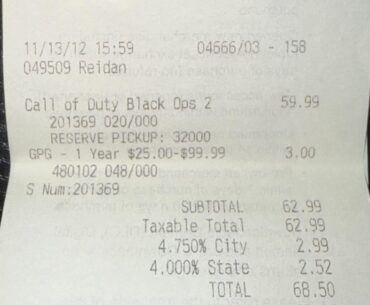 [COD] Does anybody else still have their original receipt from any of the launch days?