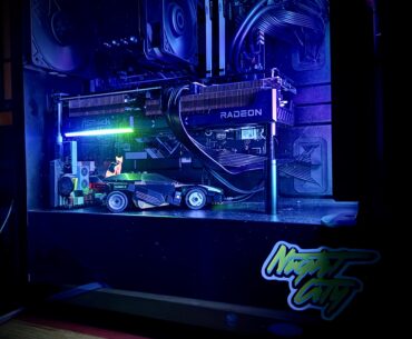 A diorama paying homage to Stray, and a certain Chiba City district from Neuromancer