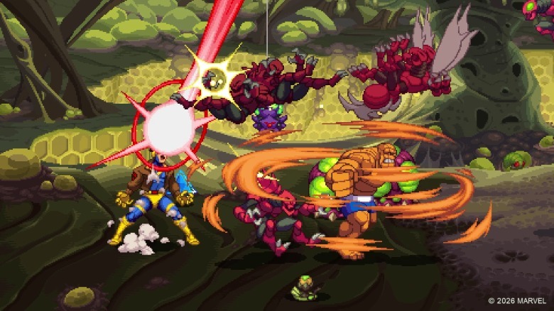 Cyclops and The Thing fighting in Marvel Cosmic Invasion.
