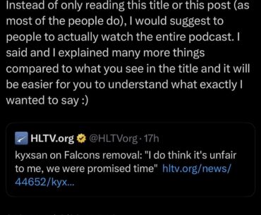 Kyxsan response to his comments on needing more time